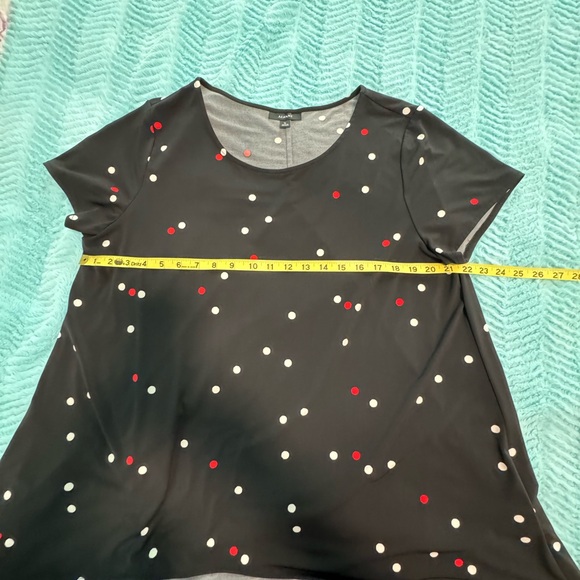 Alfani Black Polka Dot Short Sleeve Top - Picture 4 of 8